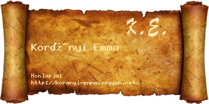 Korányi Emma névjegykártya