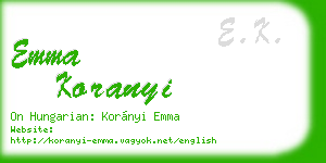 emma koranyi business card