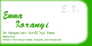 emma koranyi business card